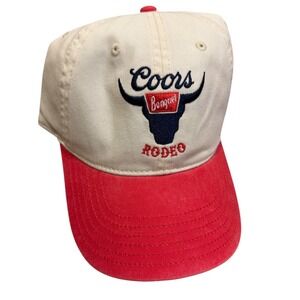 Coors Banquet Rodeo Cap Mens OSFM Cream Red New Cotton Strapback Hat‎